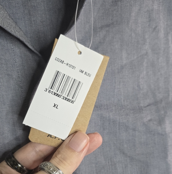 A.P.C. Dress Shirt Buttun Up Collar Blue Oxford Cut Long-sleeved Buttons On Cuff - Picture 3 of 11